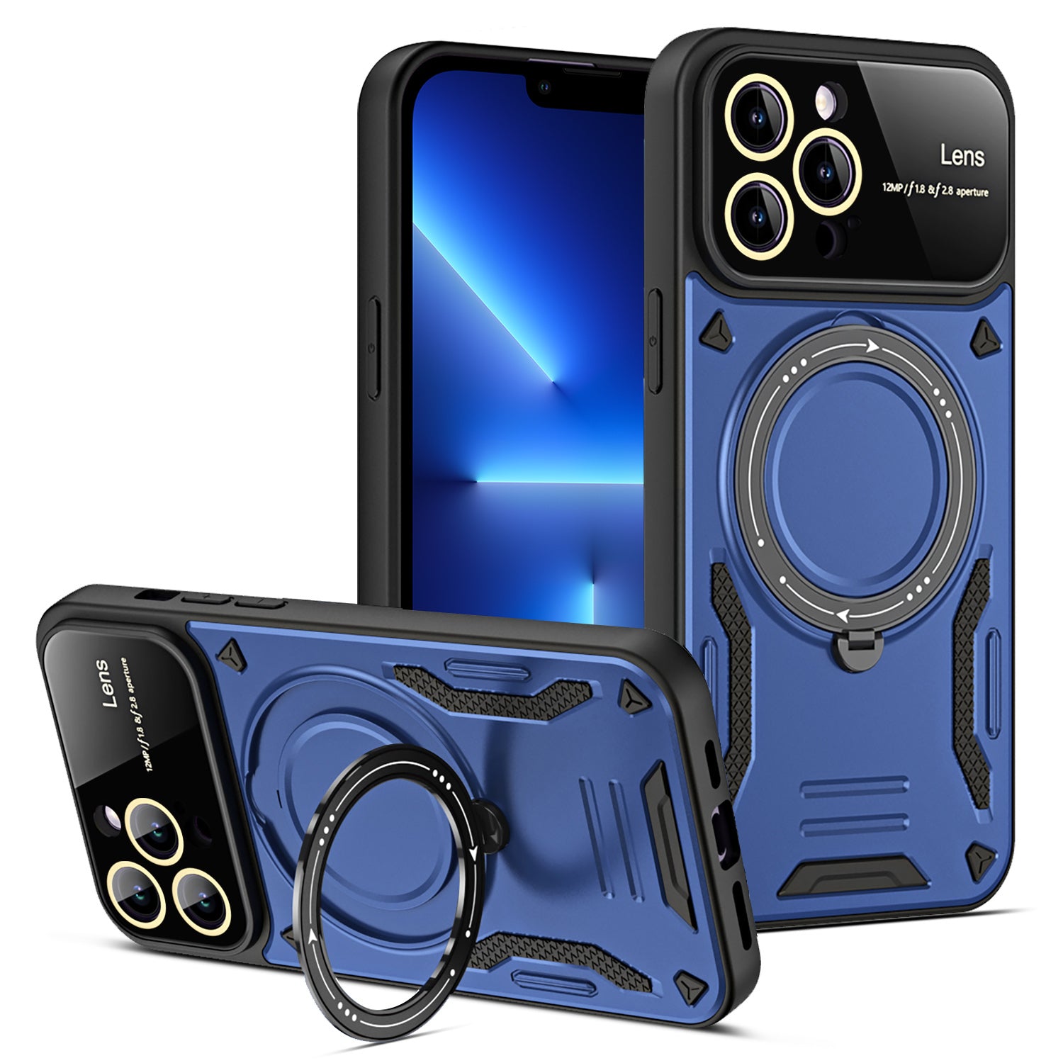 Back Guard Case for iPhone 13 Pro 6.1 inch Compatible with MagSafe Rotating Kickstand PC TPU Phone Cover Back Guard Case for iPhone 13 Pro 6.1 inch Compatible with MagSafe Rotating Kickstand PC TPU Phone Cover